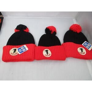 Lot of 3 -NWT Vintage ATLANTA FALCONS Knit Winter Pom TODDLER /CHILD Beanie Hat